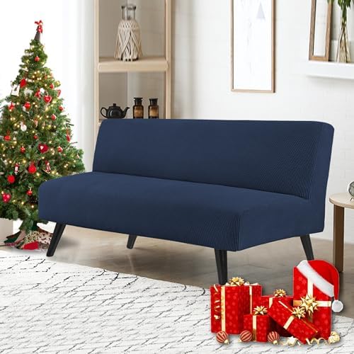 Water Repellent Armless Futon Cover Sofa Bed Slipcover Navy Full Size