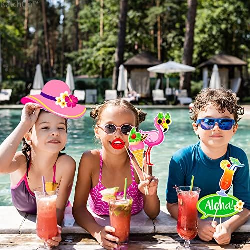 KatchOn Tropical Hawaiian Photo Booth Props Pack of 50 1