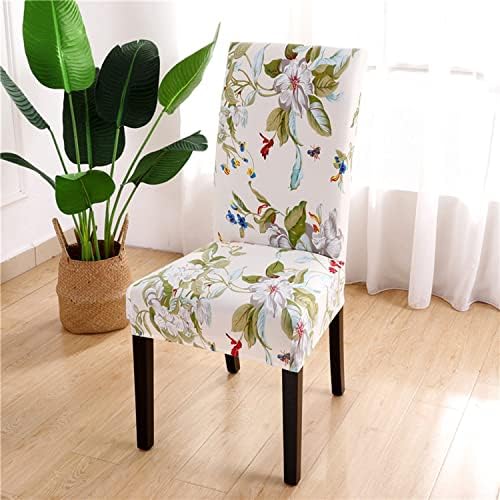 Lalluxy Stretchy Dining Chair Slipcovers Set of 4 Beige Flowers II