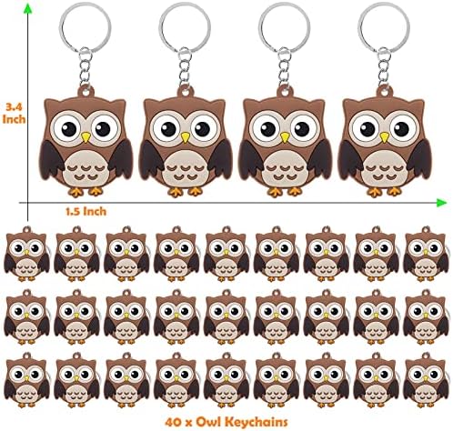 CiciBear 40 Pack Owl Keychains for Parties and Gifts