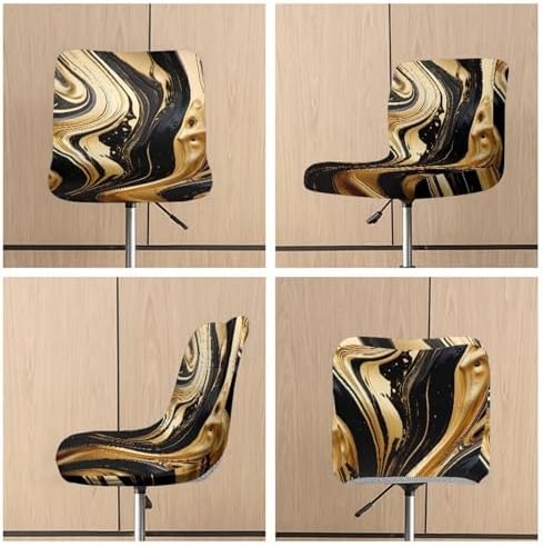Black Gold Marble Stool Covers 2 Pack with Waterproof Pad