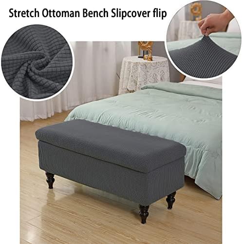 Jacquard Stretch Folding Ottoman Cover with Lid