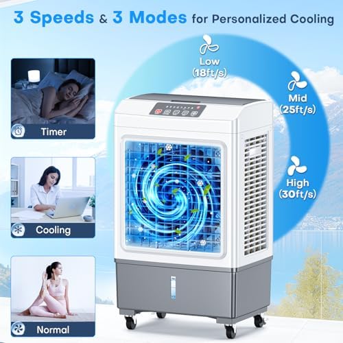 FANCOLE Windowless Air Conditioner 2100CFM Evaporative Cooler with 4 Ice Packs