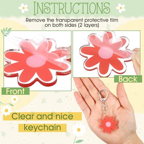 Kenning 50 Pcs Flower Keychain for Mothers Day