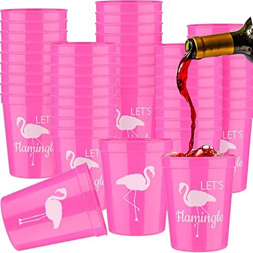 Sabary 32 Pcs Flamingo Party Cups 16 Oz Reusable Pink