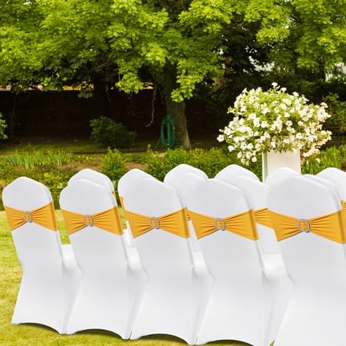 VEVOR Stretch Spandex Chair Covers 30 Set Gold White 1