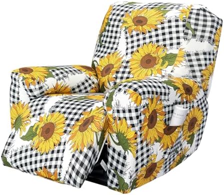 FUANGUI 4-Piece Recliner Chair Cover with Storage Pockets 1