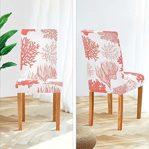 Xigua Beautiful Coral Chair Covers 4 Pack Dining Room Slipcovers