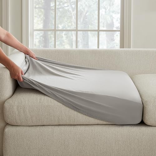 SureFit Hampstead Stretch Velvet Sectional Slipcover - Light Gray