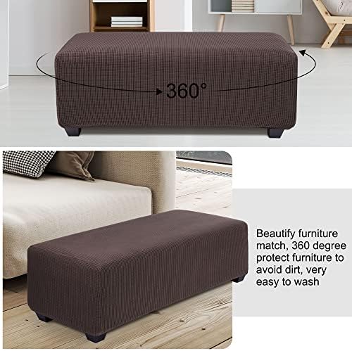 PiccoCasa High Stretch Ottoman Cover with Elastic Bottom
