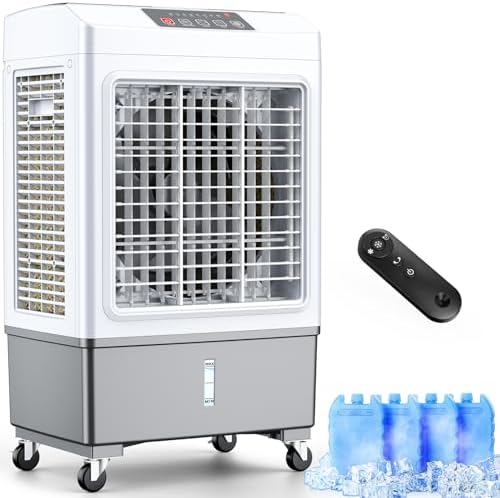 FANCOLE Windowless Air Conditioner 2100CFM Evaporative Cooler with 4 Ice Packs