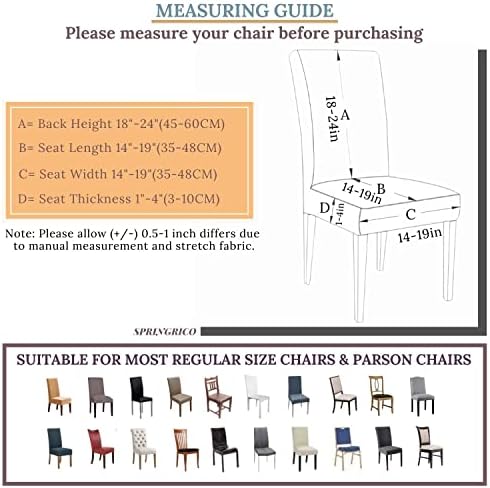 Springrico Chair Covers for Dining Room Set of 4 Stretchy and Washable