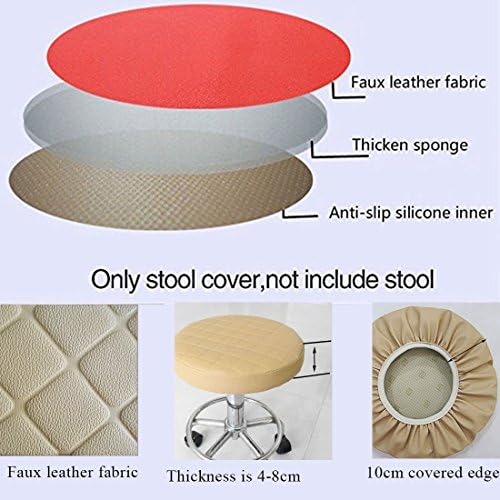 Levoberg 13 Inch Red Lattice Faux Leather Stool Cover