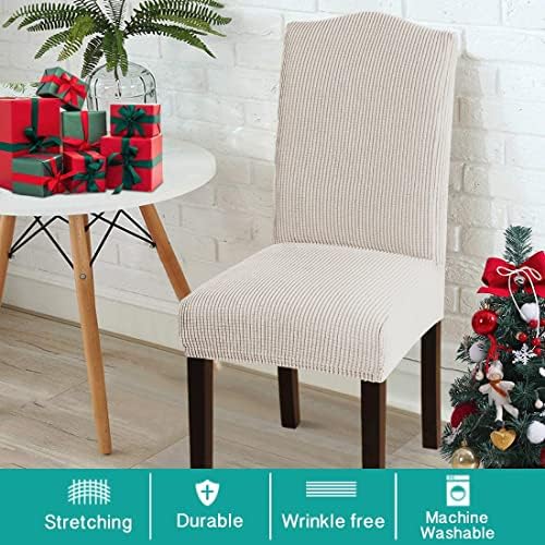 Turquoize Chair Covers Set of 2 for Dining Chairs Ivory
