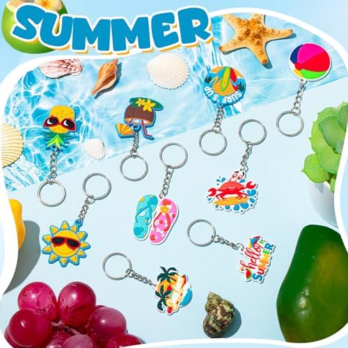 Remuuly 36 Pcs Tropical Keychain Set for Party Favors