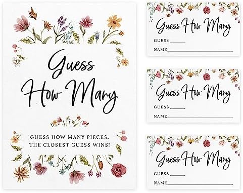 Printed Party Candy Jar Game Set of 50 Wildflower Theme