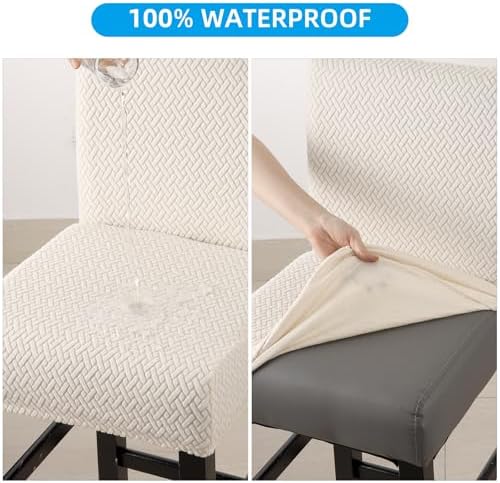Waterproof Bar Stool Covers 4 Pack T-Beige 1