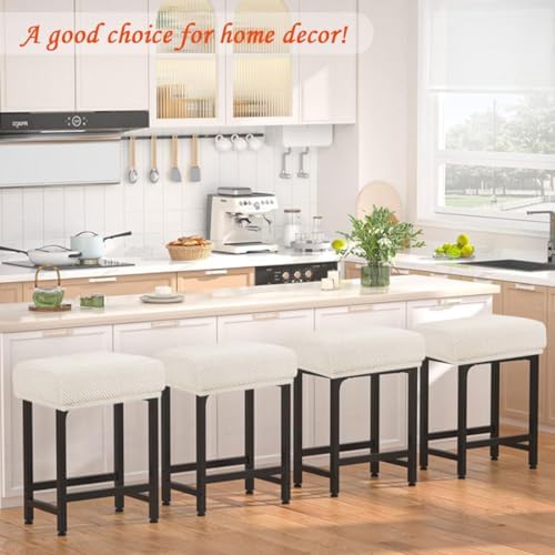 Levoberg Rectangle Bar Stool Slipcover Set of 2 Beige 1