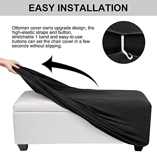 PiccoCasa High Stretch Ottoman Cover X-Large Black 1