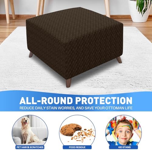 MAXIJIN Elastic Jacquard Ottoman Slipcover with Thick Fabric