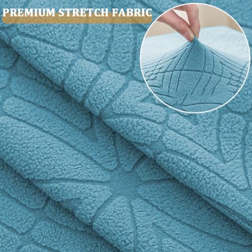 Bifaunvogel Square Stretch Ottoman Cover in Bluestone Blue