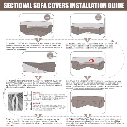 HDCAXKJ L Shape Sectional Sofa Cover Caramel X-Large