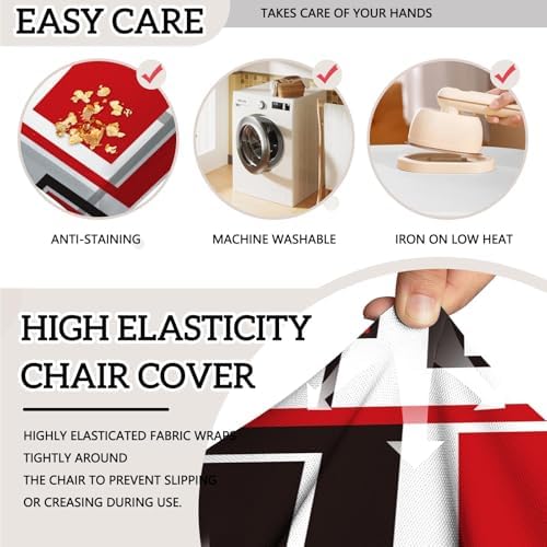 MCALK Abstract Red Chair Covers Set of 4 and Table Runner