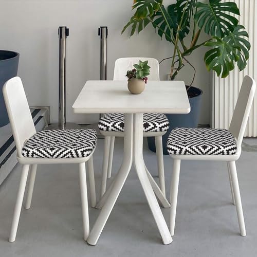 Stretchable Black White Geometric Chair Covers for Dining Room Kitchen