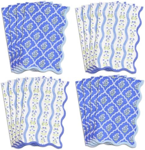 Coastal Wavy Floral Napkins - 24 Pack 3-Ply