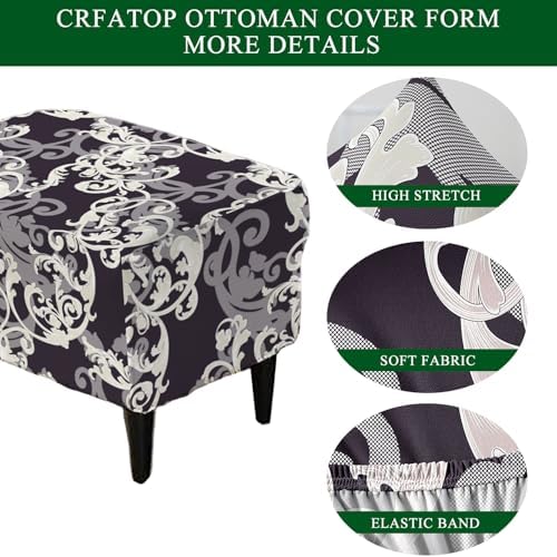 CRFATOP Large Ottoman Chair Slipcover with Printed Pattern 1