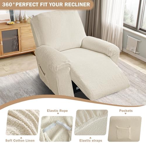 Vctops 4 Piece Cotton Linen Recliner Slipcovers 1
