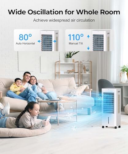 PNTCK Portable Air Cooler with 19ft Remote and 21Gal Tank