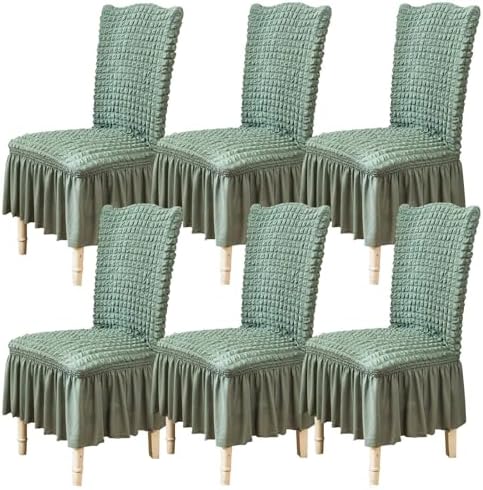 Qubjus Dining Chair Covers Set of 6 Stretchable Washable with Skirt