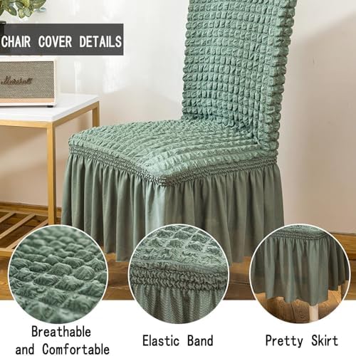 Qubjus Dining Chair Covers Set of 6 Stretchable Washable with Skirt