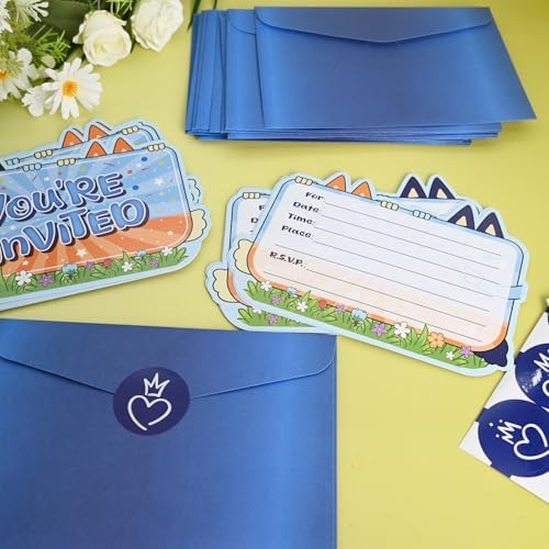 QAMEGX Dog Birthday Invitations 20Pcs Cartoon Fun Cards