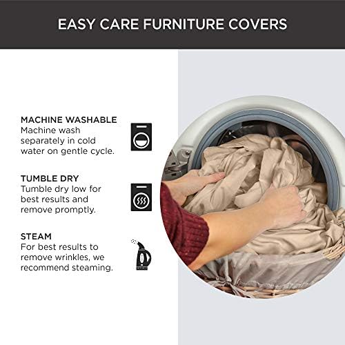 SureFit Stretch Jacquard Damask Box Cushion Chair Slipcover Form Fit Gray