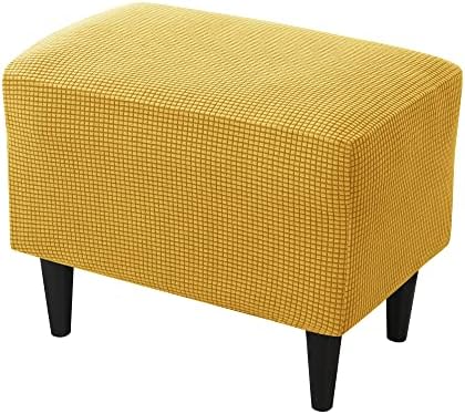 CONRUSER Stretch Ottoman Covers Soft Jacquard Slipcovers 1