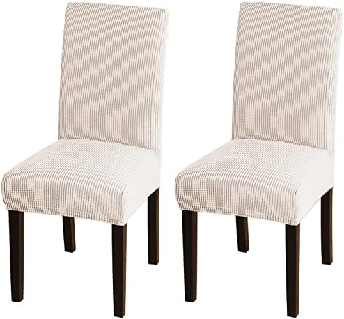 Turquoize Chair Covers Set of 2 for Dining Chairs Ivory