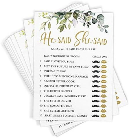Printed Party Bridal Shower Games with Trivia for 50 Guests