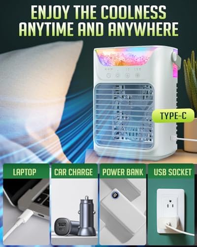 Ankuwa Portable Air Conditioner with 3 Wind Speeds and 7 LED Lights