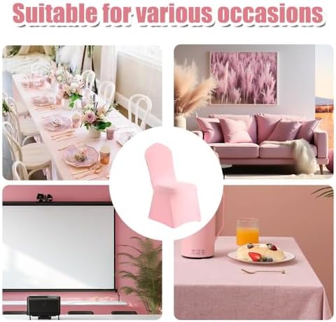 Yahpetes Pink Polyester Spandex Chair Covers 2 Pcs