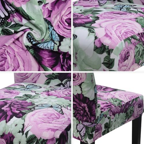 JQinHome Butterflies Chair Covers Set of 4 for Dining Room