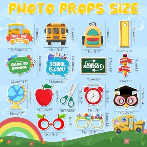 Back to School Photo Booth Props Set 16 Pieces 1