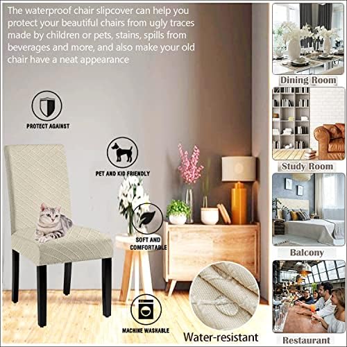 Waterproof Dining Chair Cover Set of 4 - Spandex Jacquard Slipcover