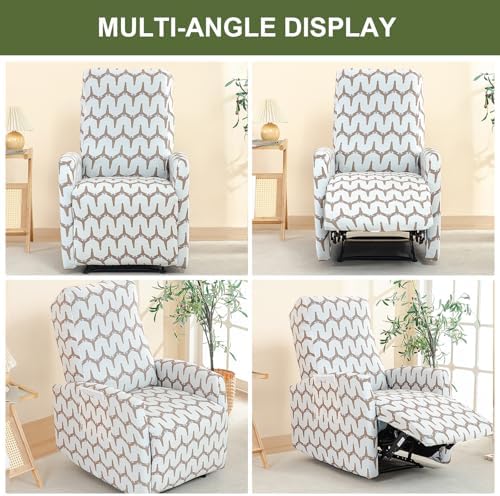 Recliner Chair Covers 4-Piece Stretch Slipcover with Storage Pockets