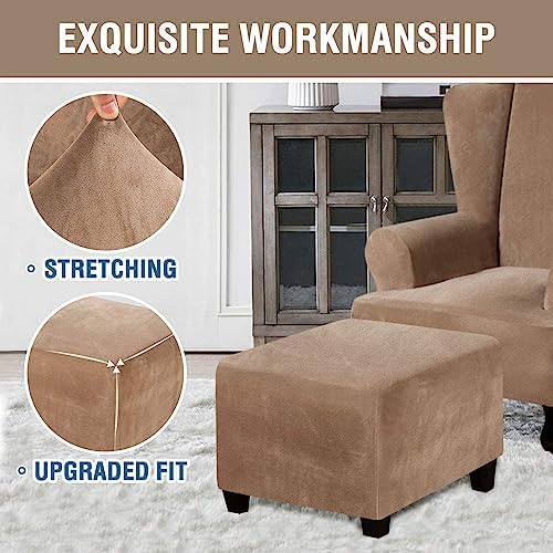 Velvet Ottoman Covers 2 Piece Set 40x40cm Square Footstool Slipcover