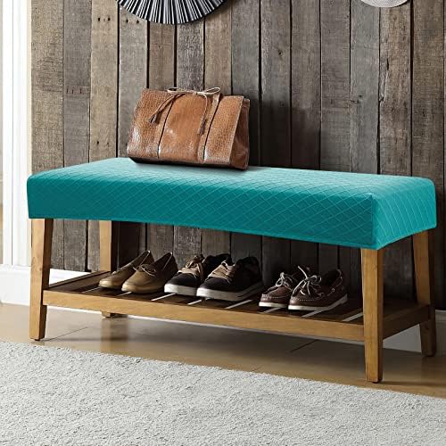 Jacquard Dining Bench Covers Peacock Blue 1