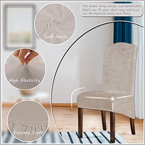 Velvet Plush Dining Chair Covers Spandex Slipcover Set of 6