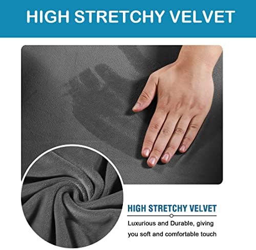 Velvet Square Ottoman Slipcover with Elastic Bottom Grey