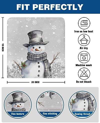 Grey Snowman Christmas Chair Covers Set of 6 for Dining Room